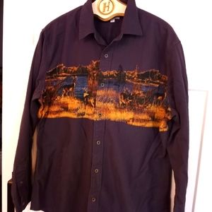 Deer button down denim shirt